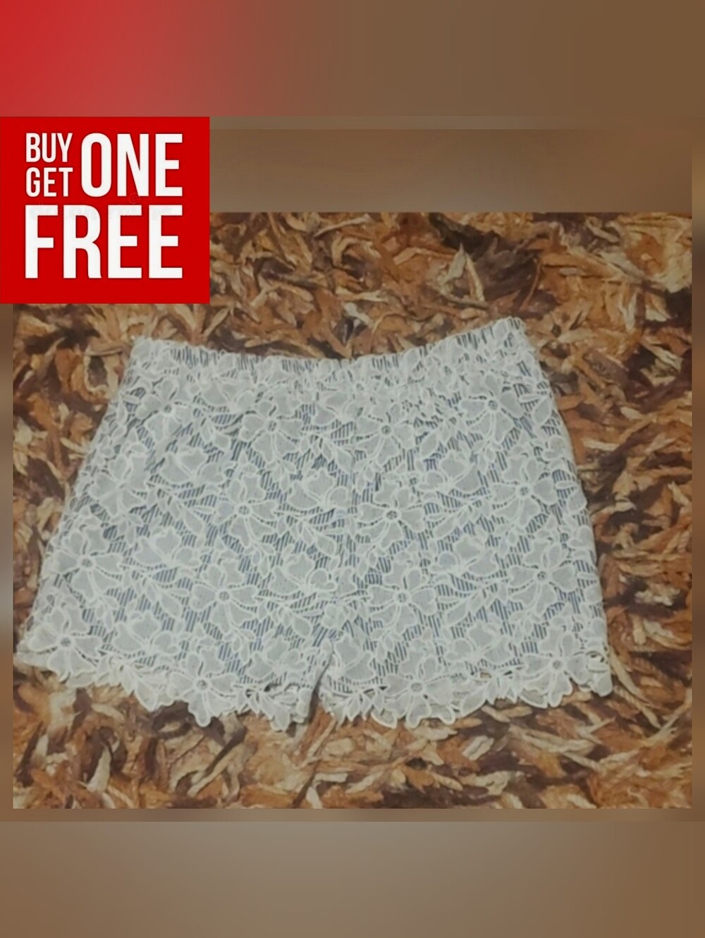 ADIVA White Floral Lace Overlay Shorts